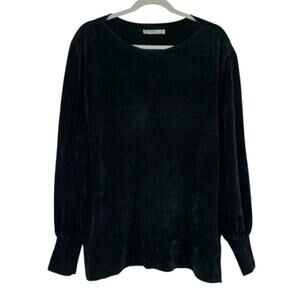 Zara Knit black sweater balloon sleeves velvety texture size Small oversized